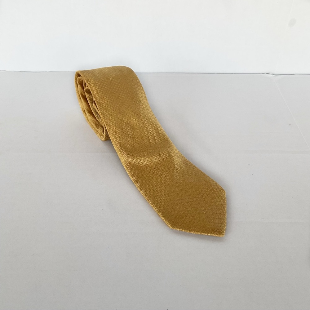 Cremieux Silk Herringbone Solid Mustard Gold Tie